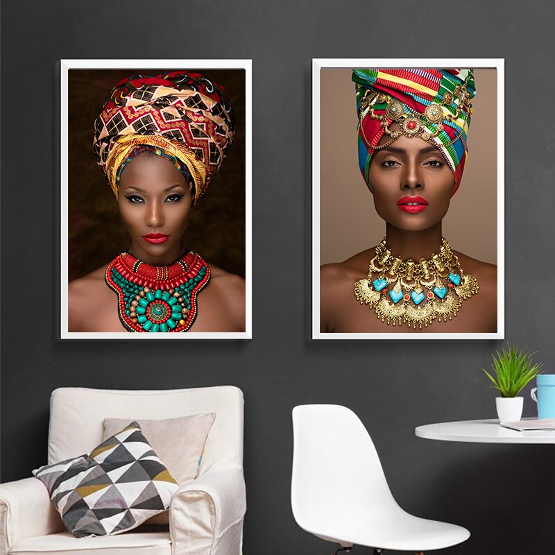 Beauty Girl Art African Art Woman Oil Painting on Canvas Cuadros Posters and Prints Scandinavian Wall Picture for Living Room