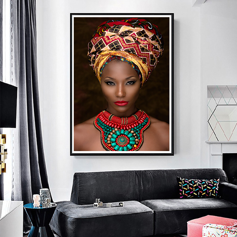 Beauty Girl Art African Art Woman Oil Painting on Canvas Cuadros Posters and Prints Scandinavian Wall Picture for Living Room