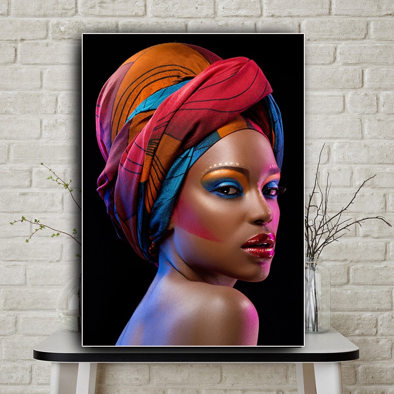Sexy Black Nude African Woman Red Lips Canvas Painting Cuadros Posters and Prints Scandinavian Wall Art Picture for Living Room