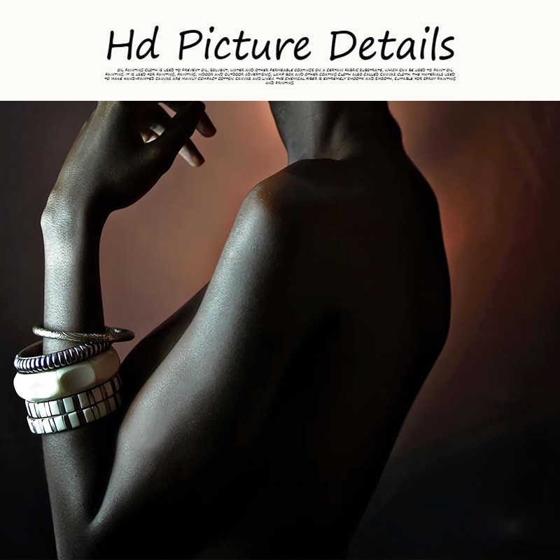 African Nude Woman Indian Headband Portrait Canvas Painting Posters and Prints Scandinavian Wall Art Picture for Living Room