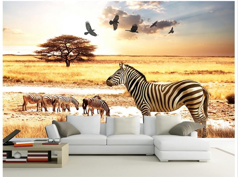 3D wallpaper custom 3d wall murals wallpaper TV setting wall Decorative painted background African steppe zebra eagle wall paper