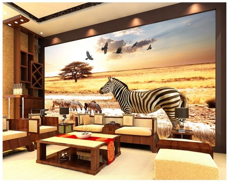 3D wallpaper custom 3d wall murals wallpaper TV setting wall Decorative painted background African steppe zebra eagle wall paper