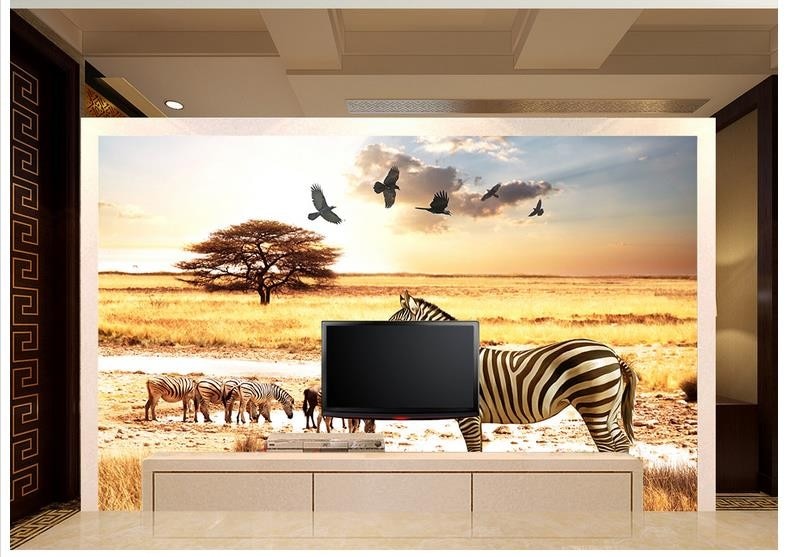 3D wallpaper custom 3d wall murals wallpaper TV setting wall Decorative painted background African steppe zebra eagle wall paper