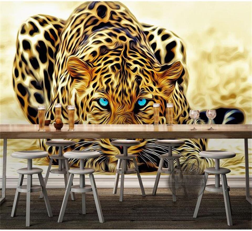 Custom 3d photo wallpaper mural living room wall sticker animal leopard tiger golden picture 3d wall mural wallpaper for wall 3d