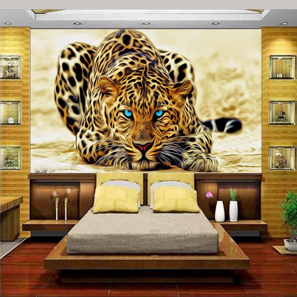 Custom 3d photo wallpaper mural living room wall sticker animal leopard tiger golden picture 3d wall mural wallpaper for wall 3d