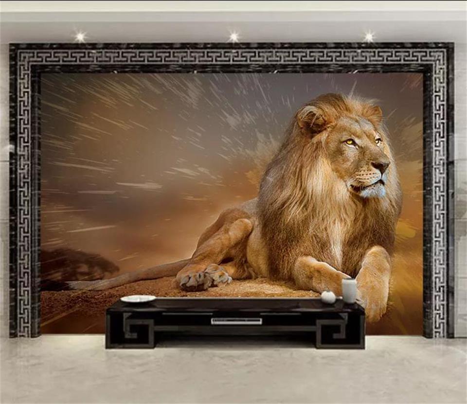 Custom mural 3d photo wallpaper golden lion 3d picture photo living room decor picture 3d wall murals wallpaper for walls 3d