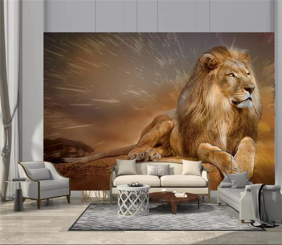 Custom mural 3d photo wallpaper golden lion 3d picture photo living room decor picture 3d wall murals wallpaper for walls 3d