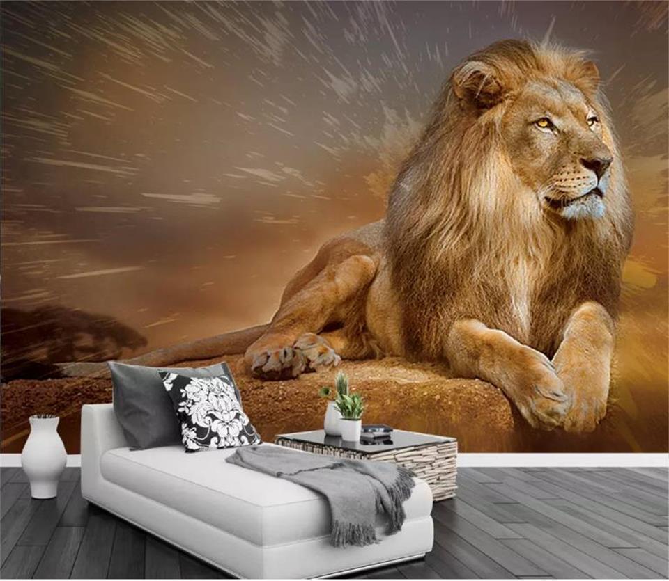 Custom mural 3d photo wallpaper golden lion 3d picture photo living room decor picture 3d wall murals wallpaper for walls 3d