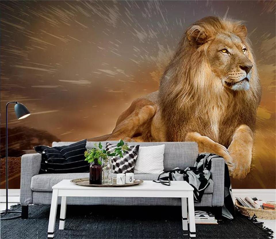 Custom mural 3d photo wallpaper golden lion 3d picture photo living room decor picture 3d wall murals wallpaper for walls 3d