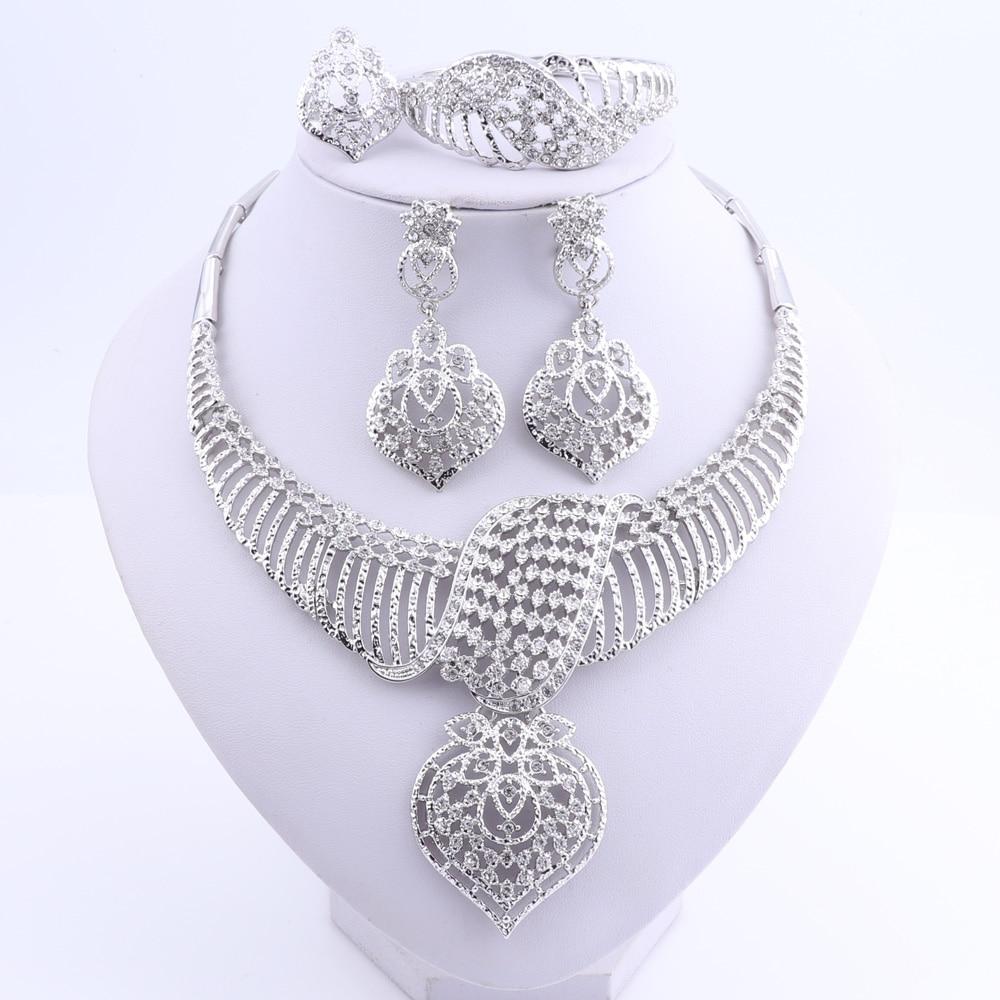 Women Wedding Jewelry Sets For Brides Gold Color Costume Necklace Earrings Set Fashion Indian African Beads Jewelry Set