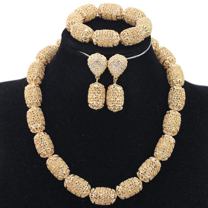 New Design Silver/Gold Beads Jewelry Set Women African Fashion Jewelry Accessory Nigerian Wedding Beads Set QW1184