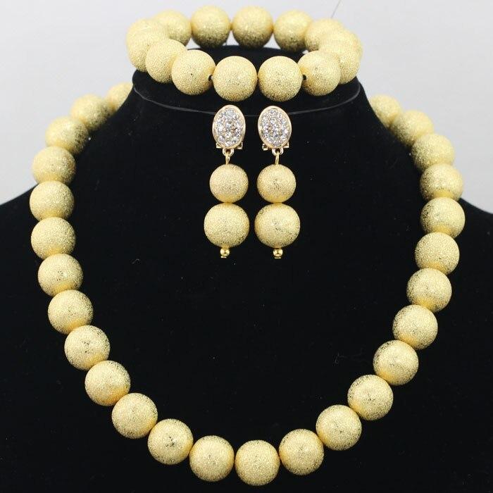 New Design Silver/Gold Beads Jewelry Set Women African Fashion Jewelry Accessory Nigerian Wedding Beads Set QW1184