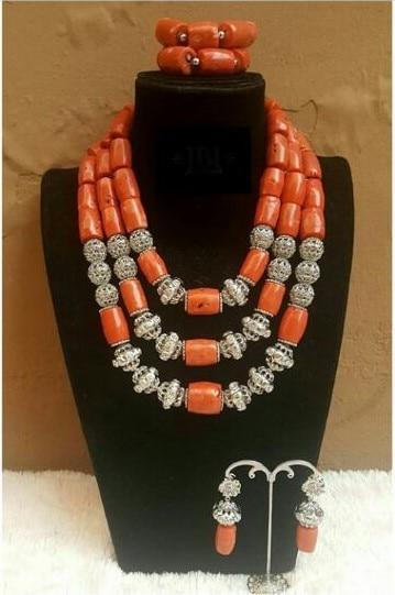 Quality Wine Red Coral Beads Women Jewelry Set Real Natural Coral Necklace Set for Nigerian Wedding CG009