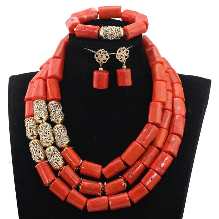 Quality Wine Red Coral Beads Women Jewelry Set Real Natural Coral Necklace Set for Nigerian Wedding CG009