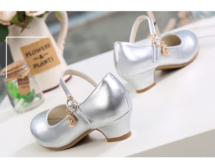 Black White Girls Shoes Flats Formal Party Wedding Shoes Kids PU Leather Teenage Children Shoes Girls With High Heels 2020 New