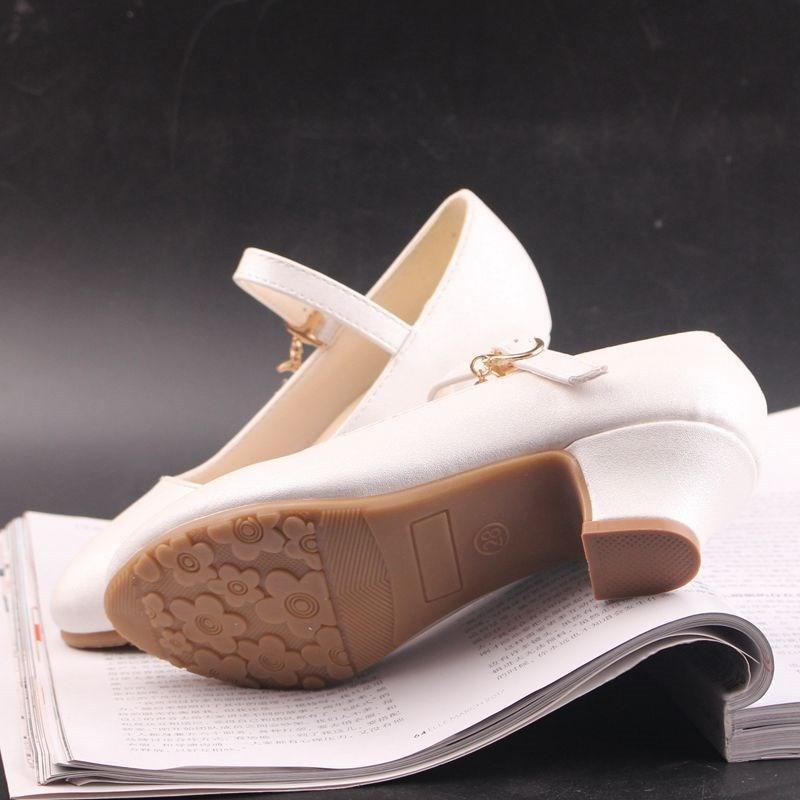 Black White Girls Shoes Flats Formal Party Wedding Shoes Kids PU Leather Teenage Children Shoes Girls With High Heels 2020 New