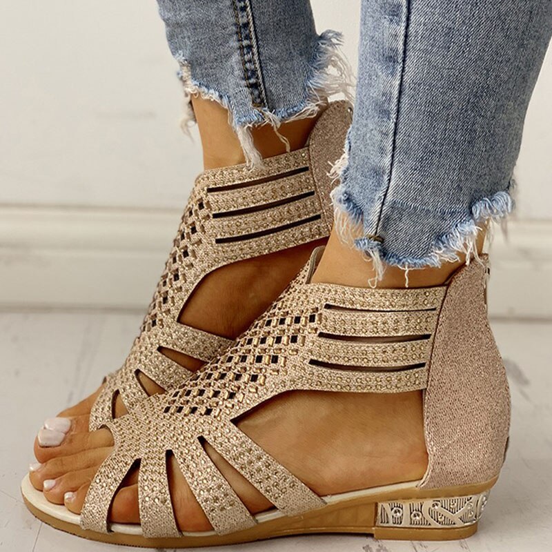 Spring Women Sandals Gladiator Low Heel Casual Open Toe Wedges Platform Height Increasing Chunky Ladies Shoes Zapatos De Mujer