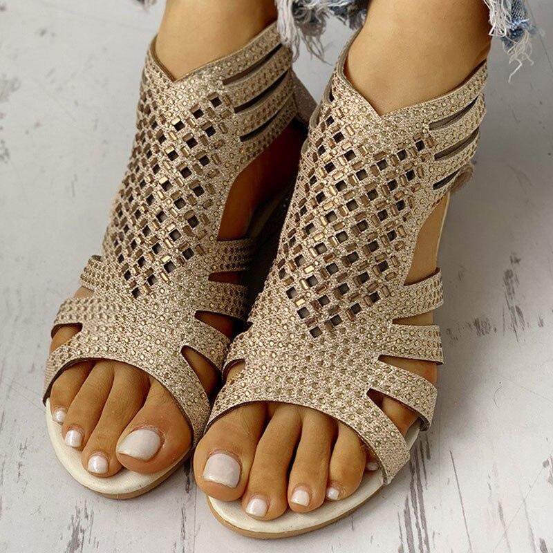 Spring Women Sandals Gladiator Low Heel Casual Open Toe Wedges Platform Height Increasing Chunky Ladies Shoes Zapatos De Mujer