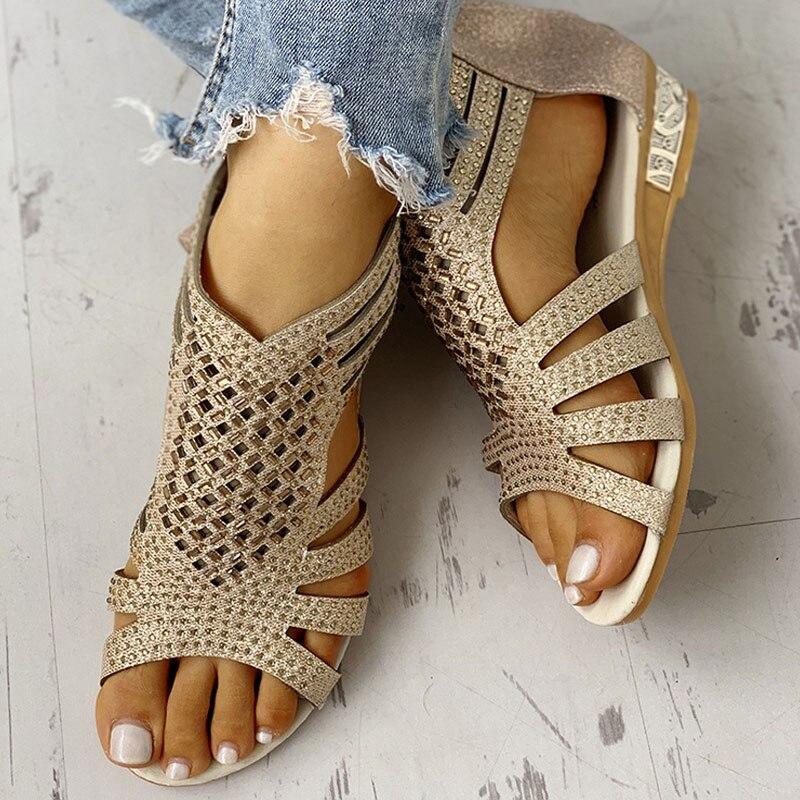 Spring Women Sandals Gladiator Low Heel Casual Open Toe Wedges Platform Height Increasing Chunky Ladies Shoes Zapatos De Mujer