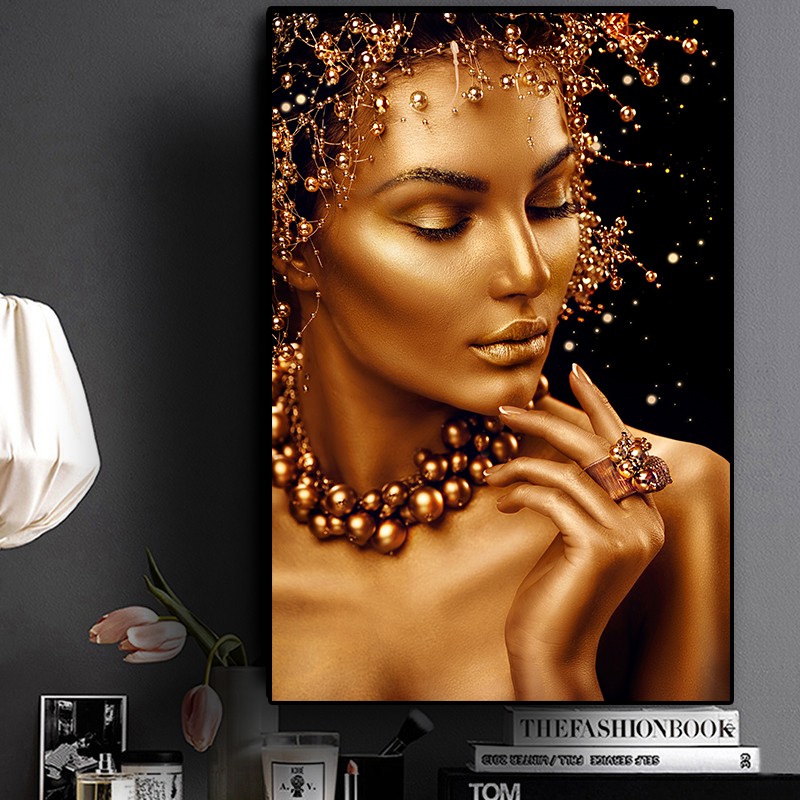 Black Gold Woman Oil Painting on Canvas Posters and Prints Wall Picture for  Living Room Buy-Made-in-Nigeria