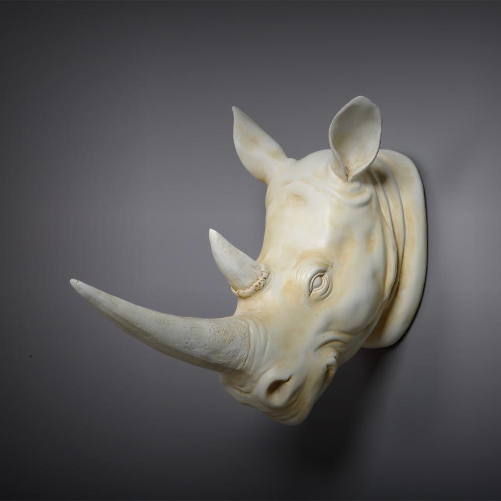 Exotic Rhinoceros Head Bust Figurine Animal Statues Resin Art&Craft Art Sculpture Wall Hanging Home Decorations Accessories R102