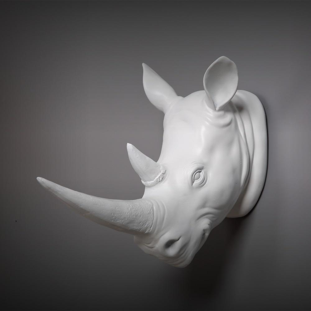 Exotic Rhinoceros Head Bust Figurine Animal Statues Resin Art&Craft Art Sculpture Wall Hanging Home Decorations Accessories R102