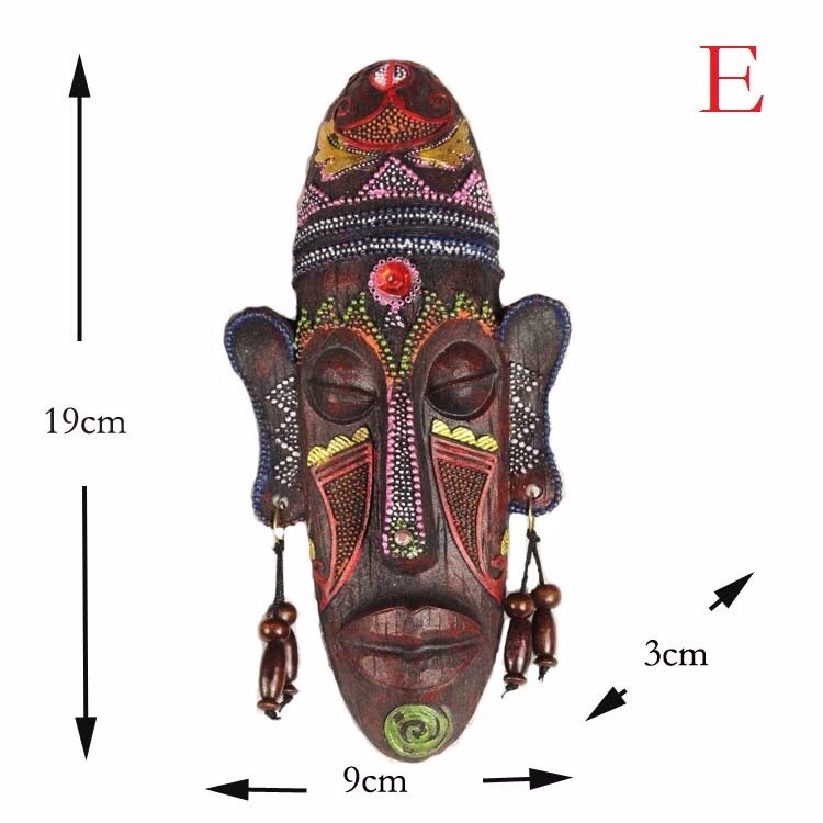 2pcs Zakka 3D Creative Resin Crafts Retro Decoration Gift African Masks For Home Sitting Room Bar Wall Hanging Decoration Metope