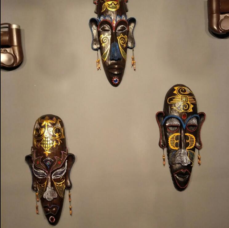 Creative Resin African Mask Wall Hanging Bar Decoration Pendant Tattoo Shop Personality Wall Decoration Retro