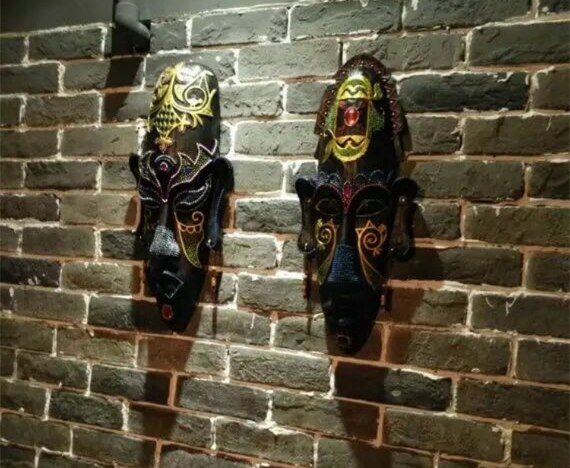 African masks wall hangings bar ornaments pendants personality wall decoration creative resin antique stereoscopic wall dec