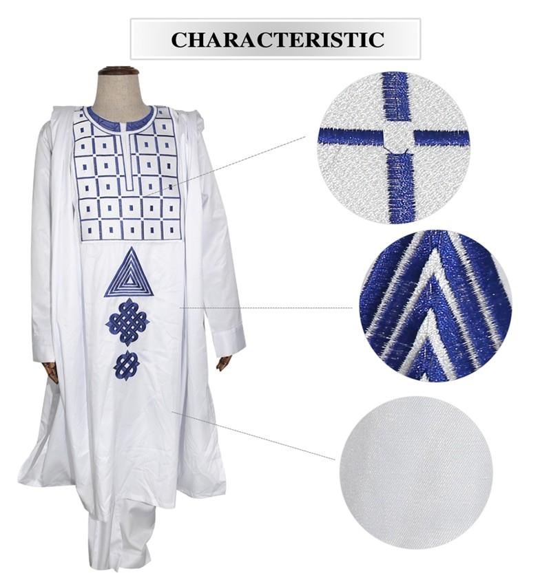 H&D 2019 agbada men african clothes long sleeve tops pants suit embroidery dashiki 3 pieces set traditional africa style attire