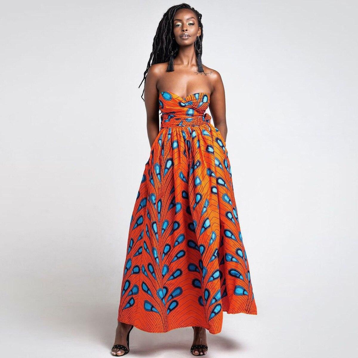Summer African Dresses for Women 2020 News Fashion Robe Long Dress Floral Print Bazin Vestidos Dashiki Party African Clothes