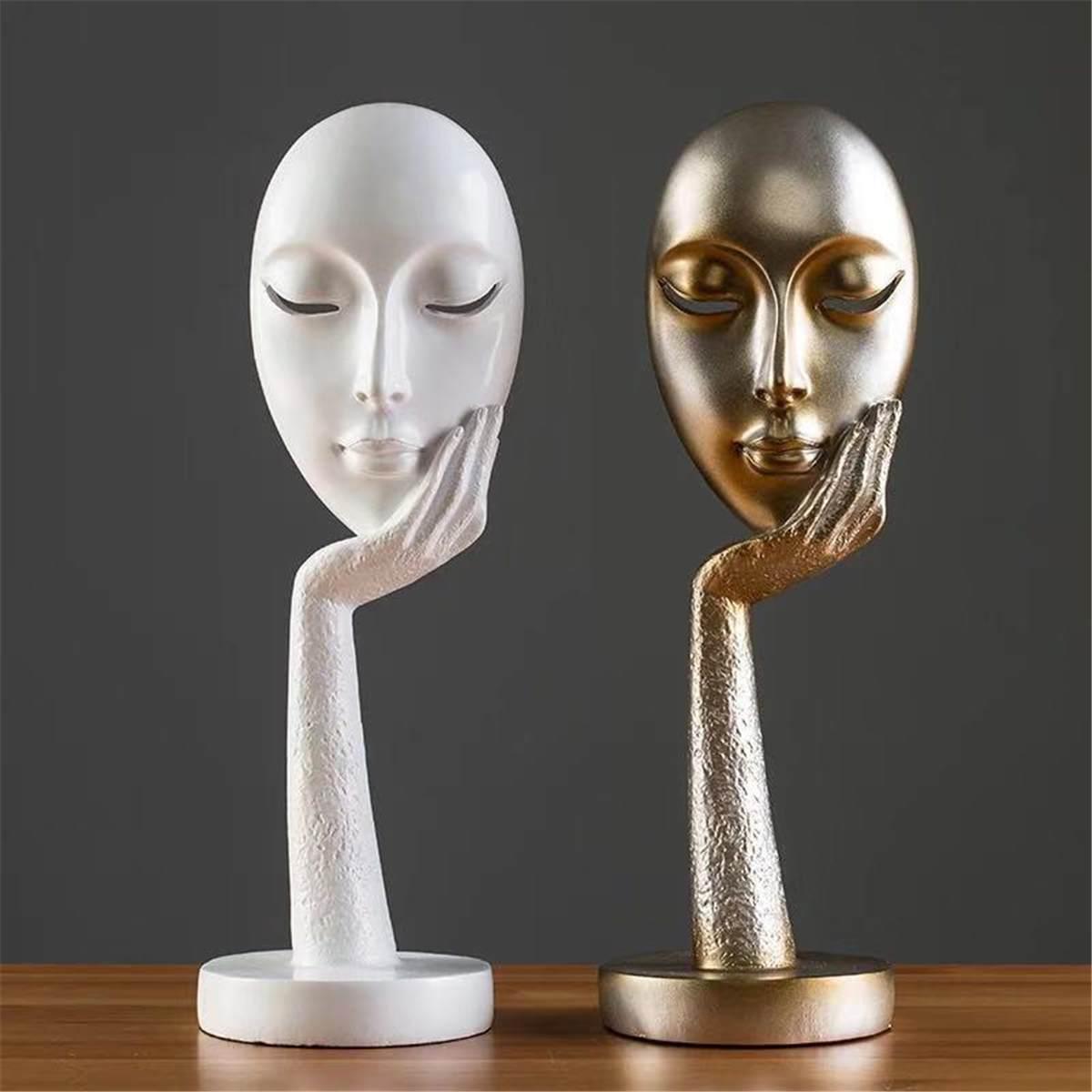 Modern Human Meditators Abstract Lady Face Character Resin Statues Sculpture Art Crafts Figurine Home Decorative Display