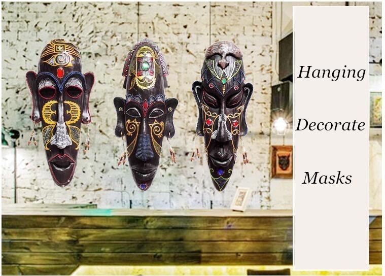 African Figures Mask Hanging Creative Household KTV Bars Porch Decorate Resin Crafts Vintage Religious Home Decoration