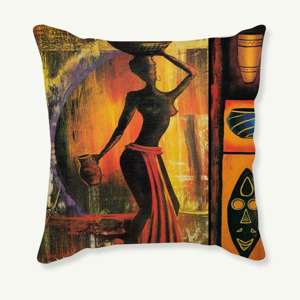 African Costume Clipart Throw Pillow 45x45 Africa Life Collection African Woman Pillowcase Sofa Car Decorative Cushion Cover