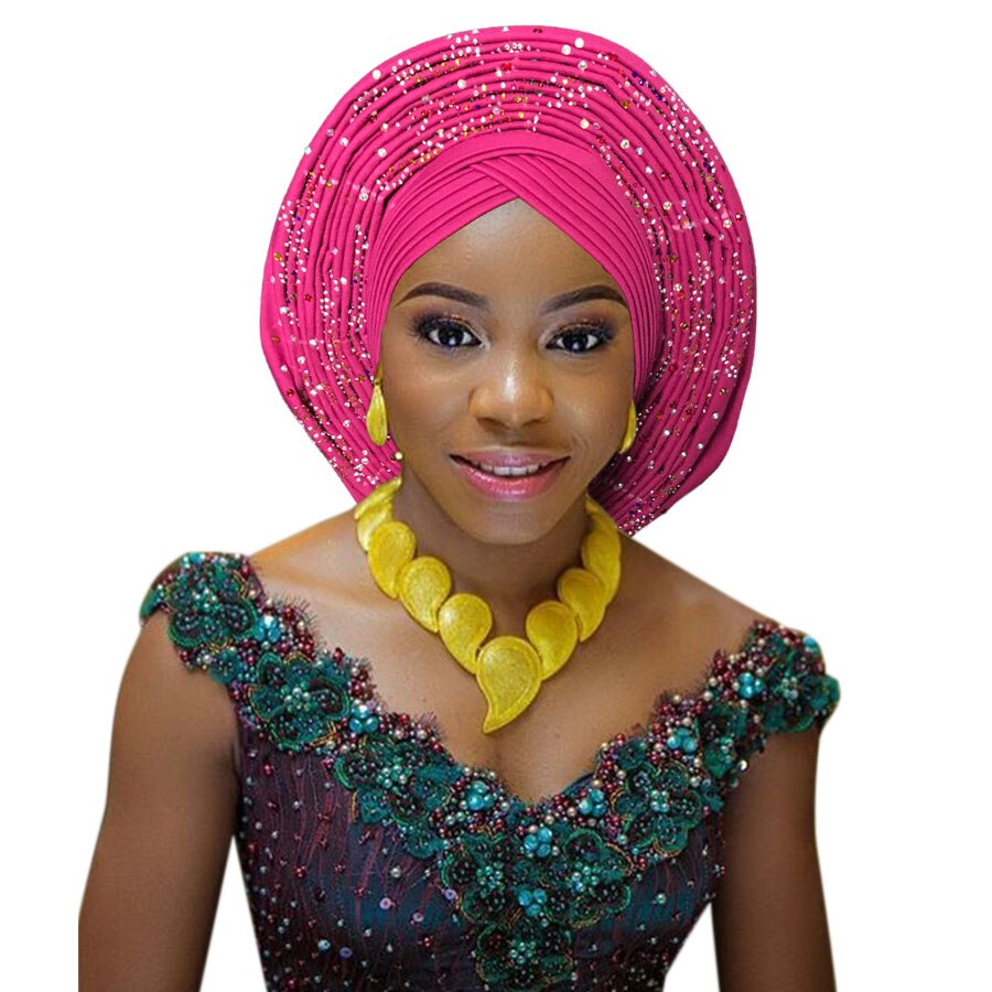 african headtie nigerian headtie with beads stones auto gele african gele for wedding party