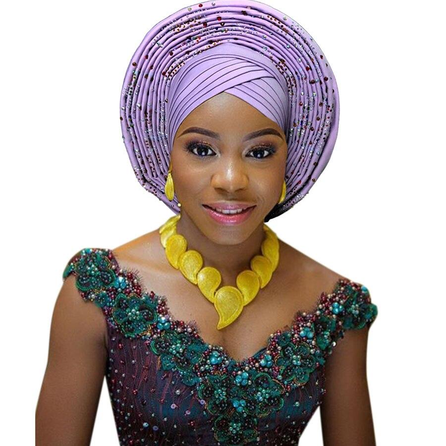 african headtie nigerian headtie with beads stones auto gele african gele for wedding party