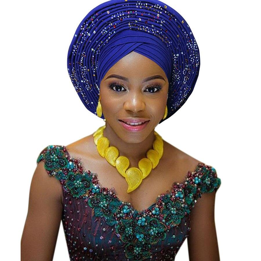 african headtie nigerian headtie with beads stones auto gele african gele for wedding party