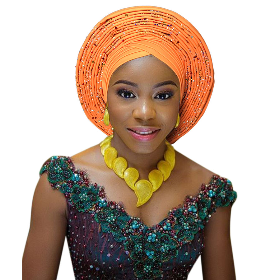 african headtie nigerian headtie with beads stones auto gele african gele for wedding party