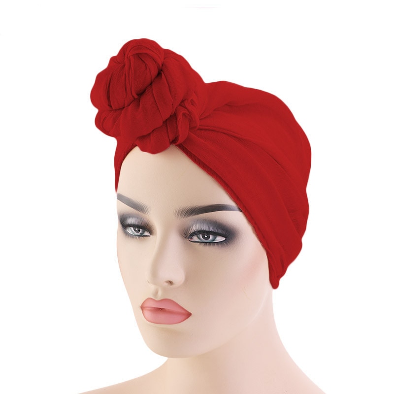 Fashion Women Big Flower Turban Wedding Party Beanie Elegant Cap Head Wrap Stretch Long Hair Scarf headscarf Turban Tie