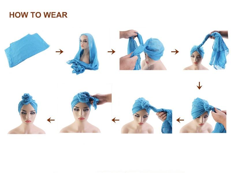 Fashion Women Big Flower Turban Wedding Party Beanie Elegant Cap Head Wrap Stretch Long Hair Scarf headscarf Turban Tie