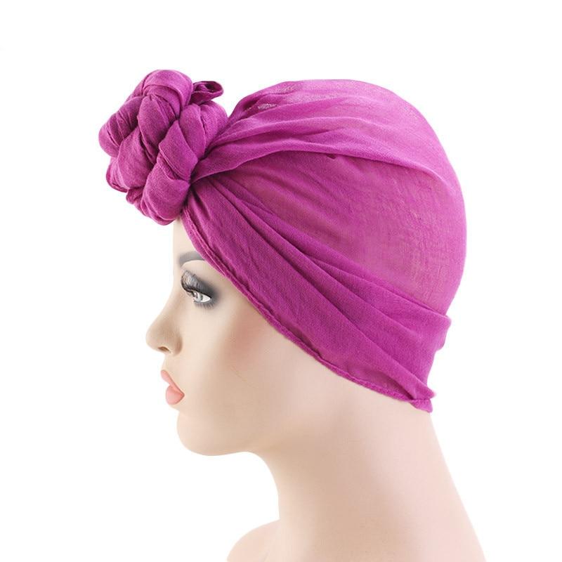 Fashion Women Big Flower Turban Wedding Party Beanie Elegant Cap Head Wrap Stretch Long Hair Scarf headscarf Turban Tie