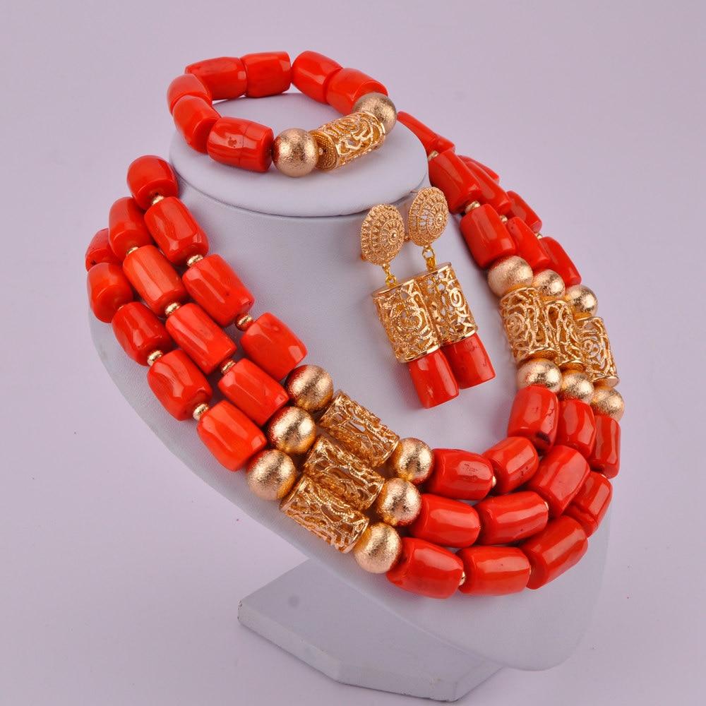 nigeria coral beads jewelry set bridal jewelry sets african beads necklaces for women