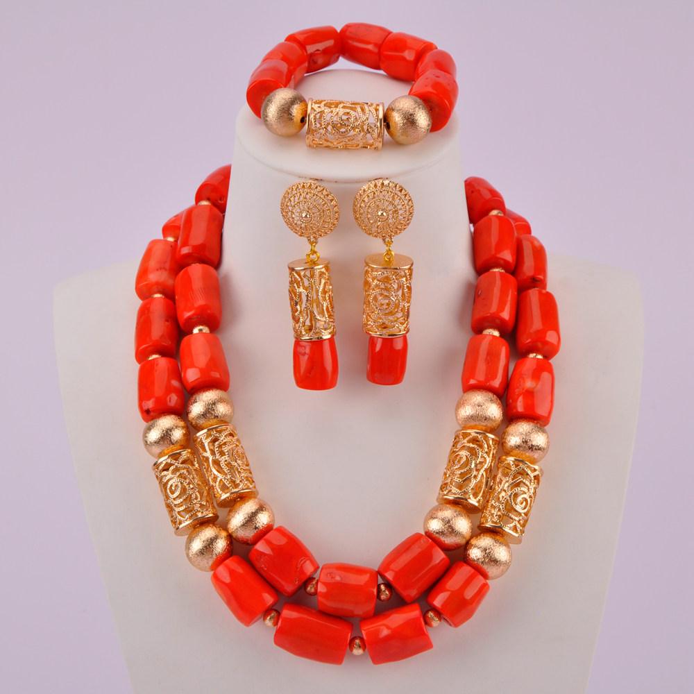 nigeria coral beads jewelry set bridal jewelry sets african beads necklaces for women