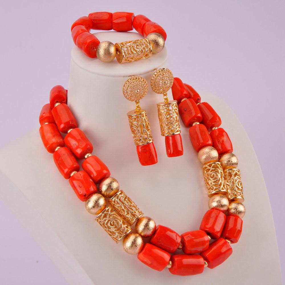 nigeria coral beads jewelry set bridal jewelry sets african beads necklaces for women