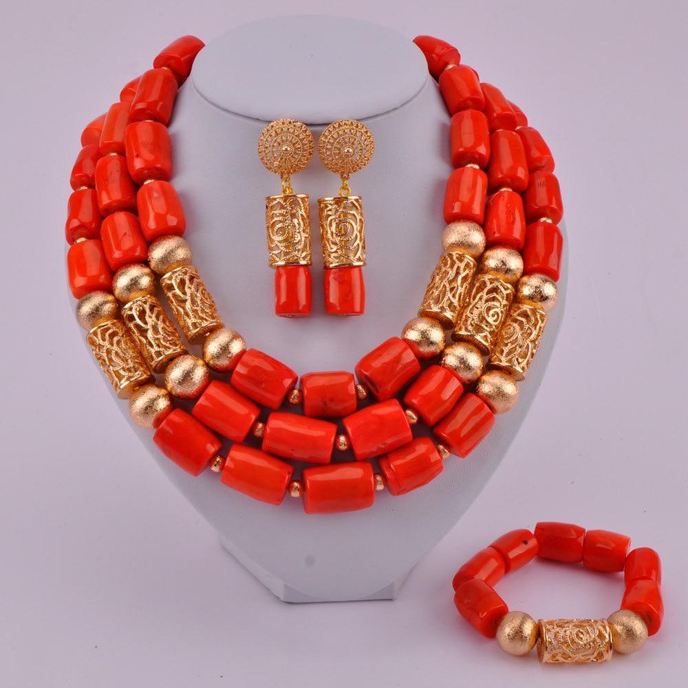 nigeria coral beads jewelry set bridal jewelry sets african beads necklaces for women