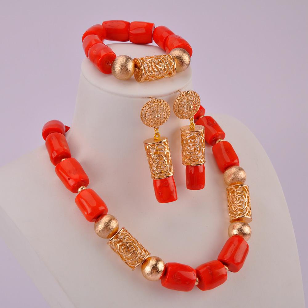 nigeria coral beads jewelry set bridal jewelry sets african beads necklaces for women