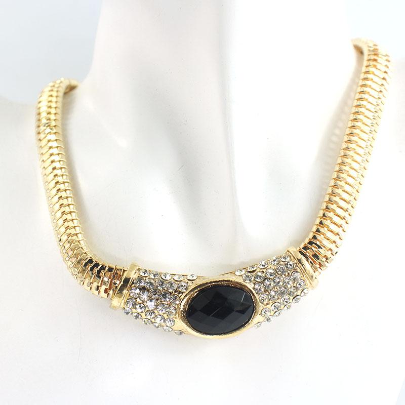 jiayijiaduo Hot wedding dress accessories black crystal necklace earrings gold color beaded jewellery sets new African women