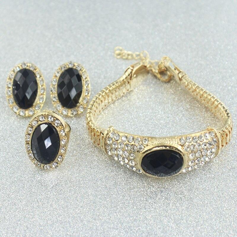 jiayijiaduo Hot wedding dress accessories black crystal necklace earrings gold color beaded jewellery sets new African women