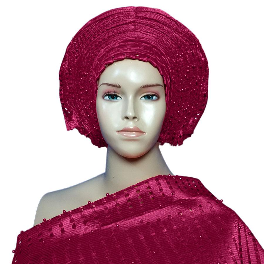 African head wraps auto gele headtie aso oke Gele with shoulder gele Free Shipping