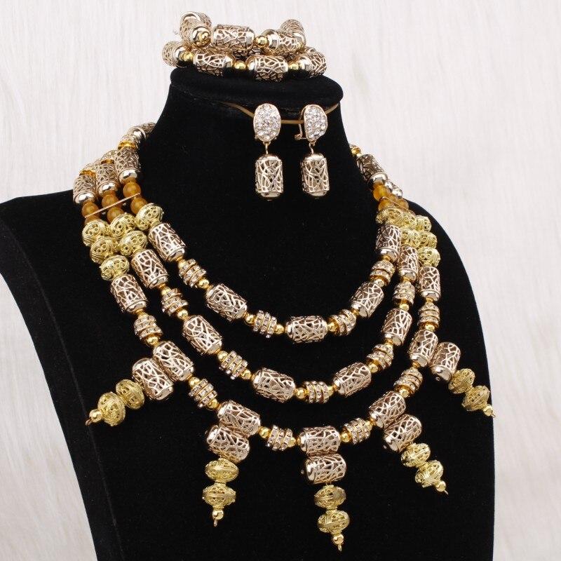 Silver Blue Dudo African Beads Jewelry Sets 2017 Bridal Jewelry Sets & More Nigerian Wedding Beads African Necklace For Women